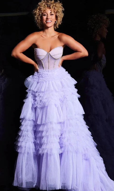 Flash Discount Jovani 38539 - Strapless Corset Layered Ballgown