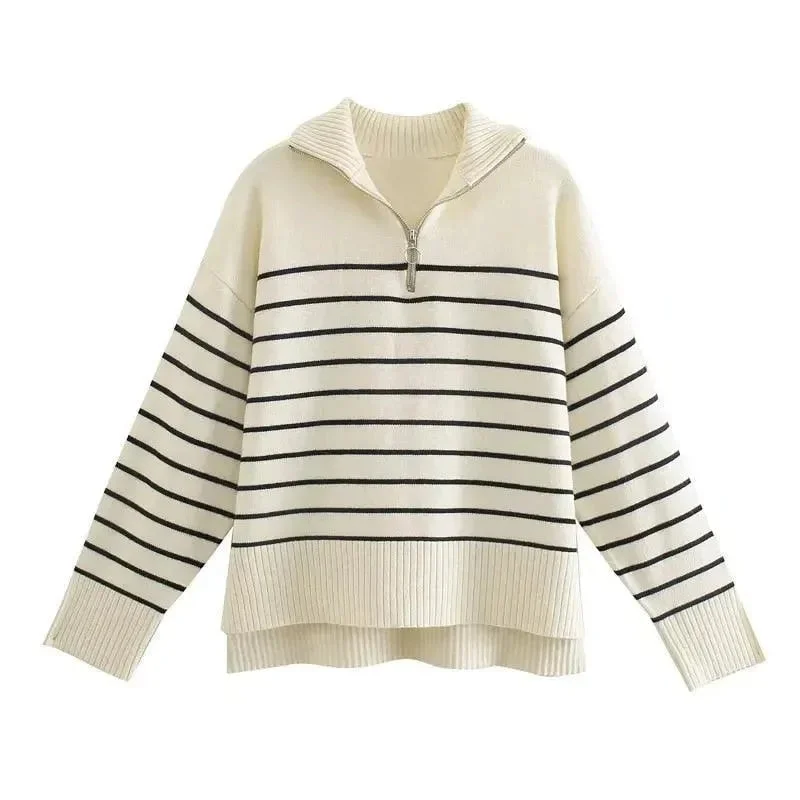 Affordable Online Boutique Asymmetry Striped Pullover Sweaters