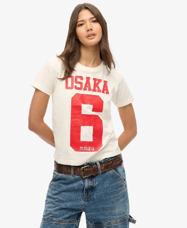 Stylish Savings Osaka 6 Crack Print 90's Tee | Winter White