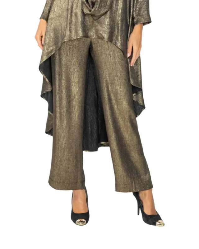 Sophisticated Outfits Flowy Pants In Black/gold