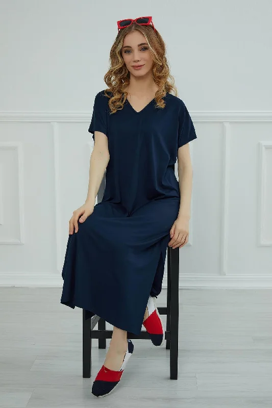 Classic Women's Fashion Split Casual Aerobin Pullover, Women Summer Maxi Dress, Casual Loose Long Dress for Women, Loose Fit Fashion Cloth, Slit Dress,ELB-3