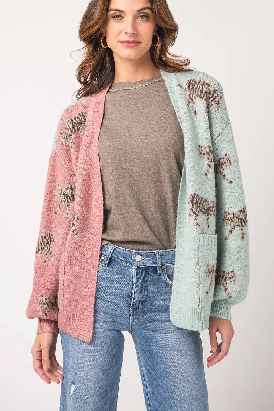 Women’s Formal Wear Cherry Cloth Two Tone Hidden Knit Cardigan