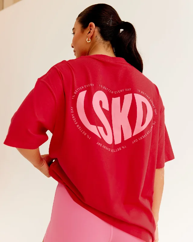 Durable Fashion Picks Unisex Love To Train FLXCotton Tee Oversize - Scarlet-Pink Lemonade