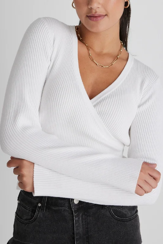 Trendy Outfits For Girls Feel Good White Ls Wrap Rib Knit Top