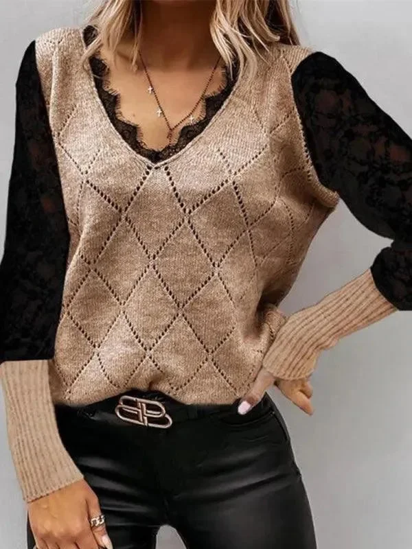 Exclusive Sale Argyle Pattern Pullover Knitwear Sweater Women
