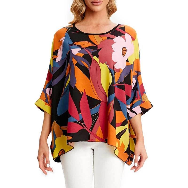 Clothing Woman Women's Chiffon Printed 4-6XL Blouse Fashion Designer T-Shirts (Plus Size)