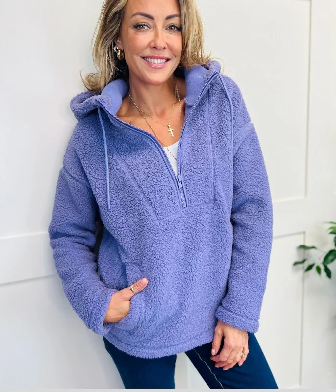 Unbeatable Prices Purple Hooded Teddy Fleece
