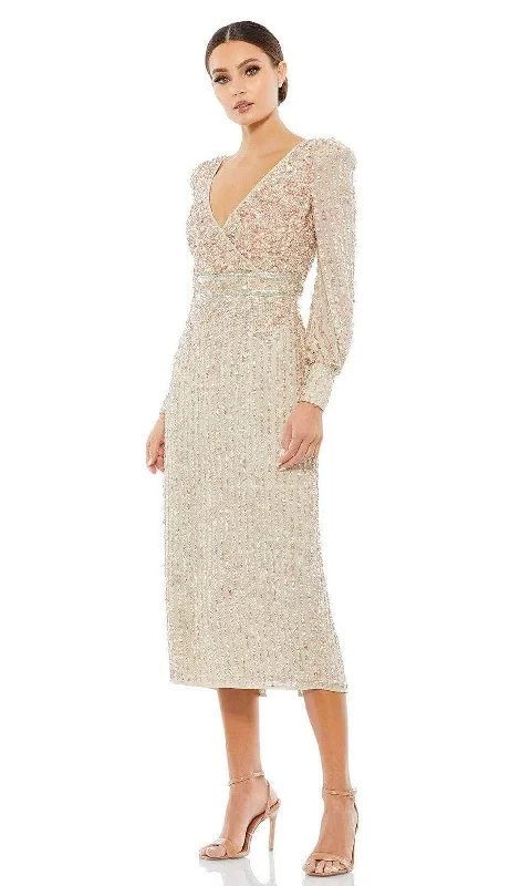 Sale Clothes Online Mac Duggal - 93593 Long Sleeve Sequin Midi Dress