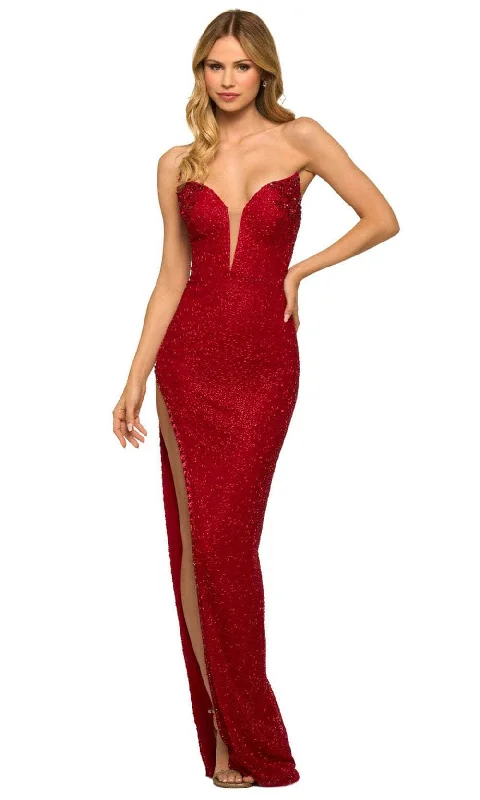Minimalist Style Sherri Hill 55454 - Strapless Beaded Evening Gown