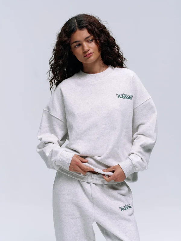 Trendy Street Style Attire Flow Oversized Sweatshirt - Light Grey Melange/Lilac Purple