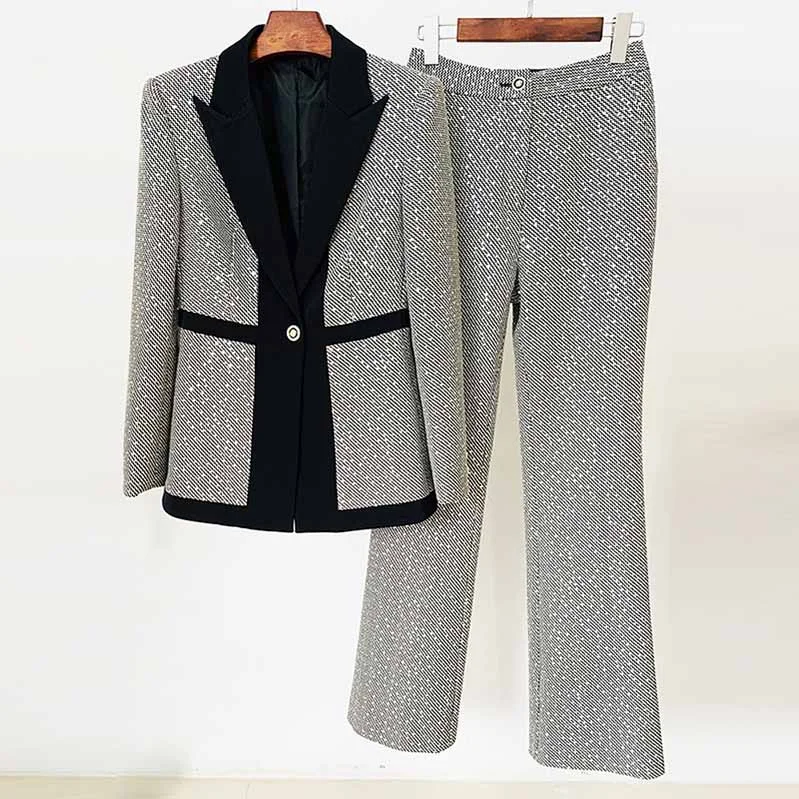 Limited Time Offer Women's Suit Trousers With Check Pattern Fashion Two PIeces Pansuits Limited Time Offer Women's Suit Trousers With Check Pattern Fashion Two PIeces Pansuits