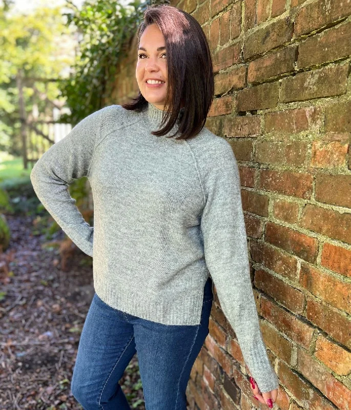 Seasonal Women’s Fashion Trends Grey Soft Funnel Neck Jumper