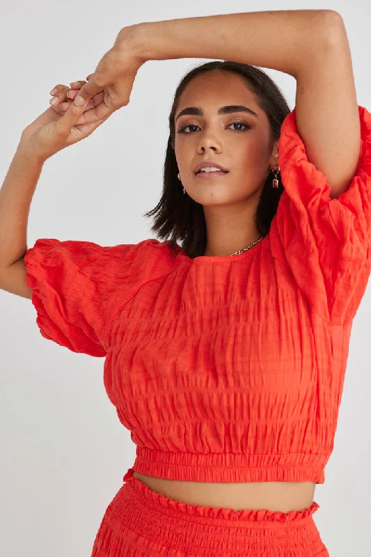 Effortless Style, Endless Impact Matilda Sunset Shirred Cotton Ss Crop Top