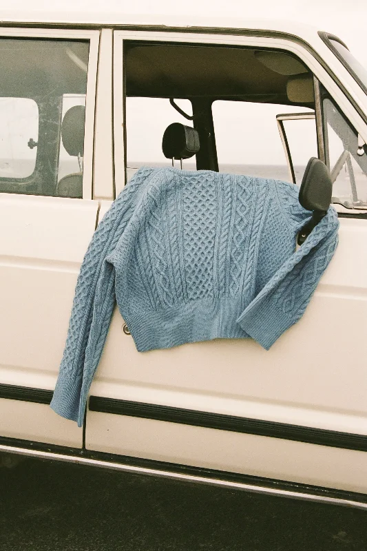 Seasonal Trends Vintage Cable Knit Jumper Dusty Blue