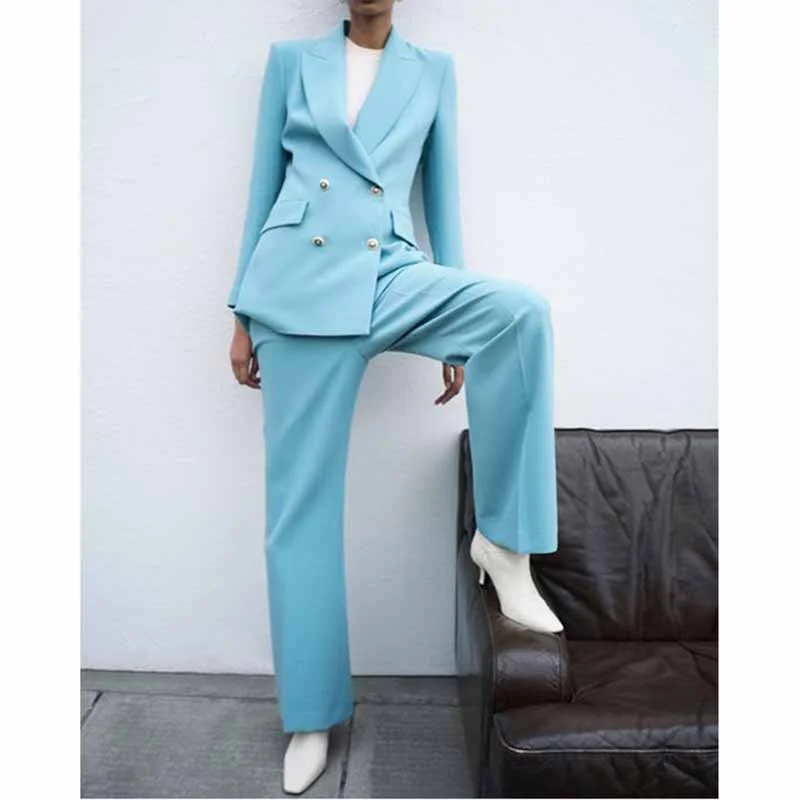 Elegant Fashion Women's Blazer Suits Double Breasted Two Piece Pant Suit Office Lady Suits Elegant Fashion Women's Blazer Suits Double Breasted Two Piece Pant Suit Office Lady Suits