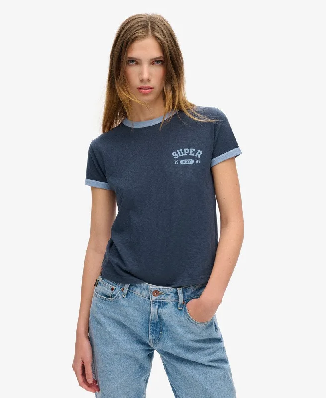 Relaxed Style Athletic Ringer Fitted Tee | Richest Navy Slub