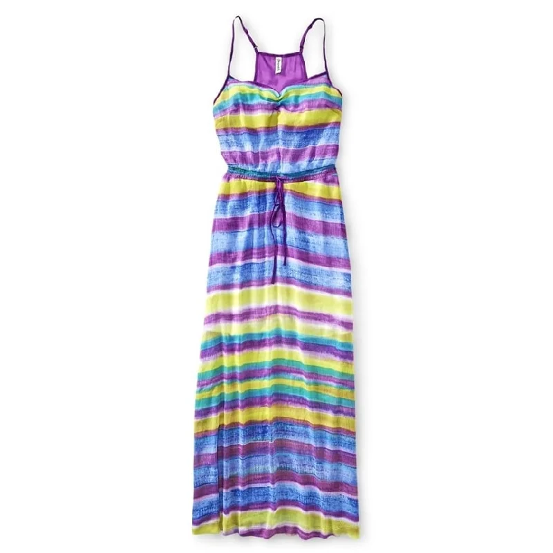 Eclectic Fashion Aeropostale Womens Chiffon Maxi Dress, Multicoloured, Medium
