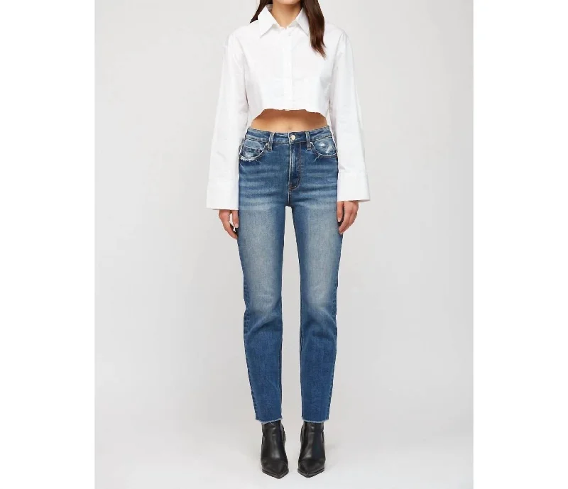 Sophisticated Style Super High Rise Straight Jeans In Medium Blue