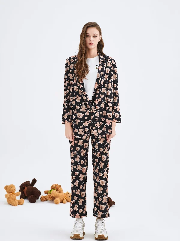 Trendy Women’s Apparel for All Seasons Bear Printed Silk Pants