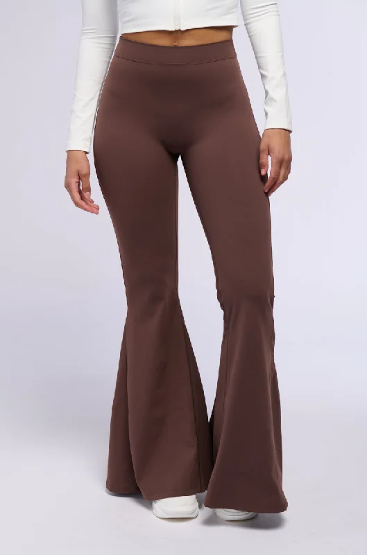 Top 10 Women's Online Clothing Stores ON THE RUN RUCHED BACK FLARE LEGGING IN BROWN