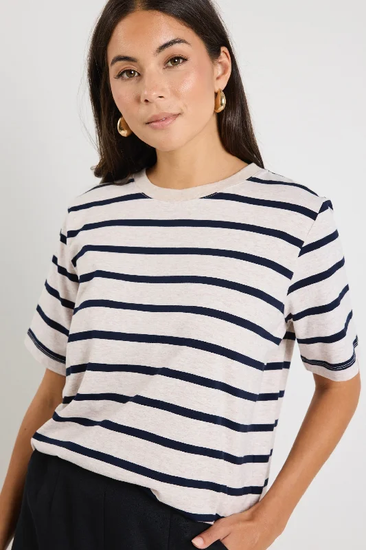 Clearance Sale Online Binding Ecru Navy Stripe Boxy Fit Tee