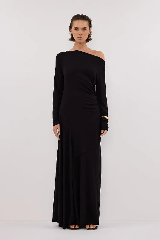 Women's Clothing Sale Online HADLEY BLACK SLEEVED KNIT MAXI DRESS