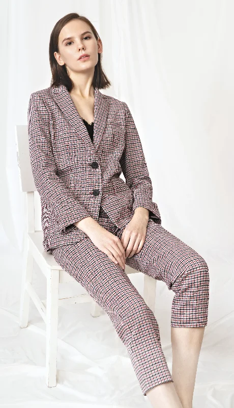 Timeless Women’s Fashion Styles Black Checkered Plaid Trousers