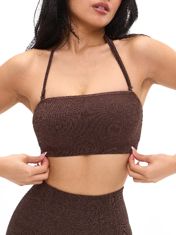 Online Clothing Stores Seamless Ribbed Bandeau - Coffee