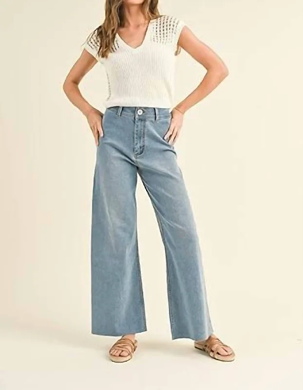 Athleisure Wear Straight Leg Denim Pants In Blue