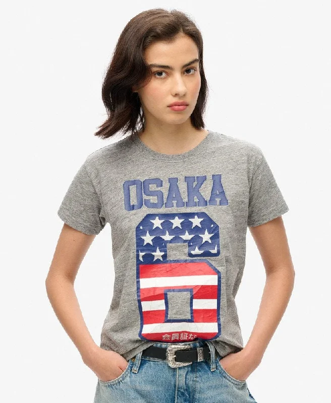 Gorgeous Glamour Collection Osaka 6 Flag 90's T-Shirt | Athletic Grey Marle