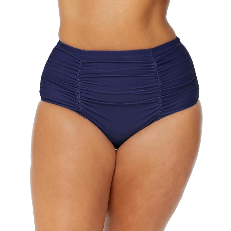 End of Season Sale Plus Womens High Waist Ruched Swim Bottom Separates