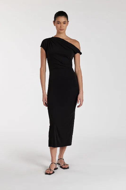 Flash Discount RIO WASHED BLACK DRAPED MAXI DRESS