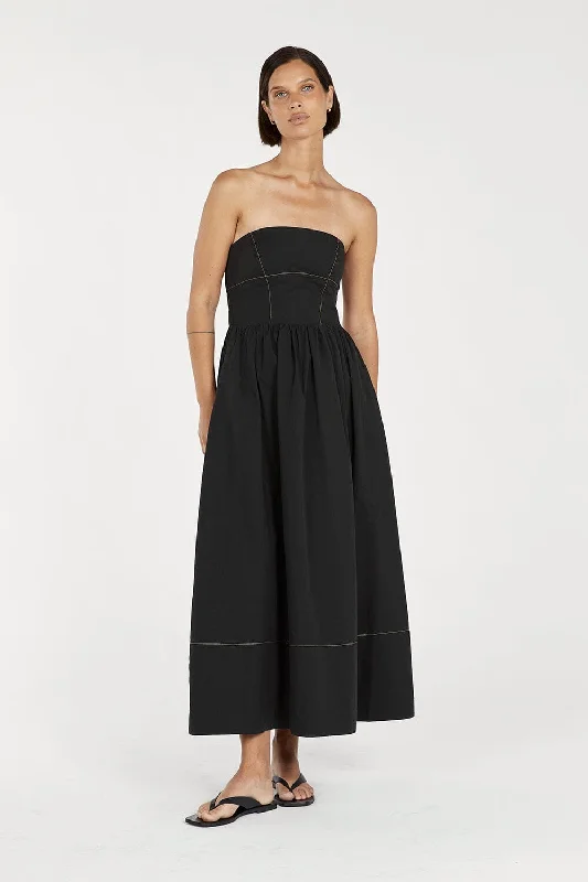 Stylish Women’s Clothes for Work and Play ELIDY BLACK COTTON MAXI DRESS