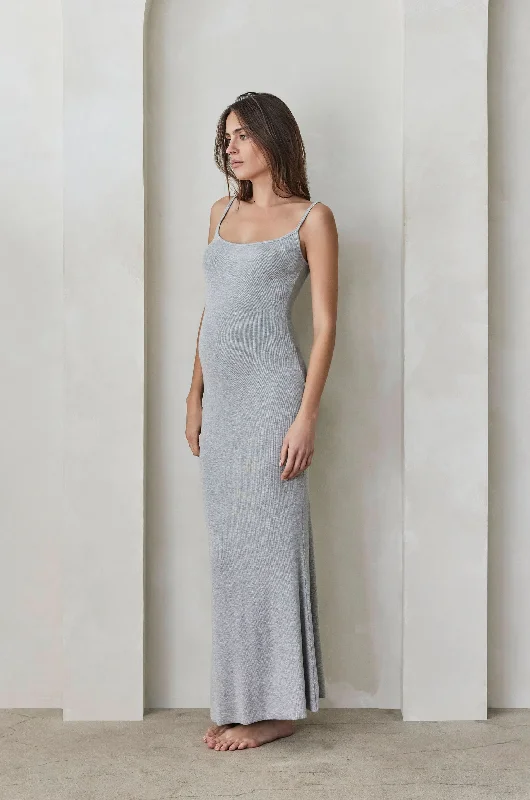 Clearance Sale Online Soft Rib Straight Neck Maxi Dress