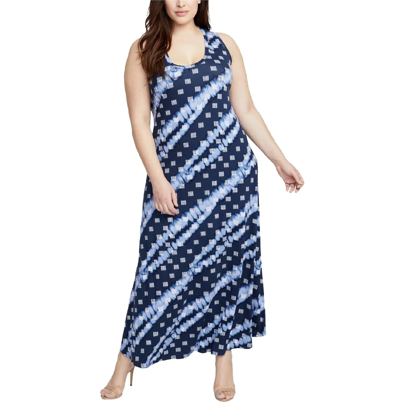 Woman Clothing Rachel Roy Womens Tie Dye Maxi Dress, Blue, 1X