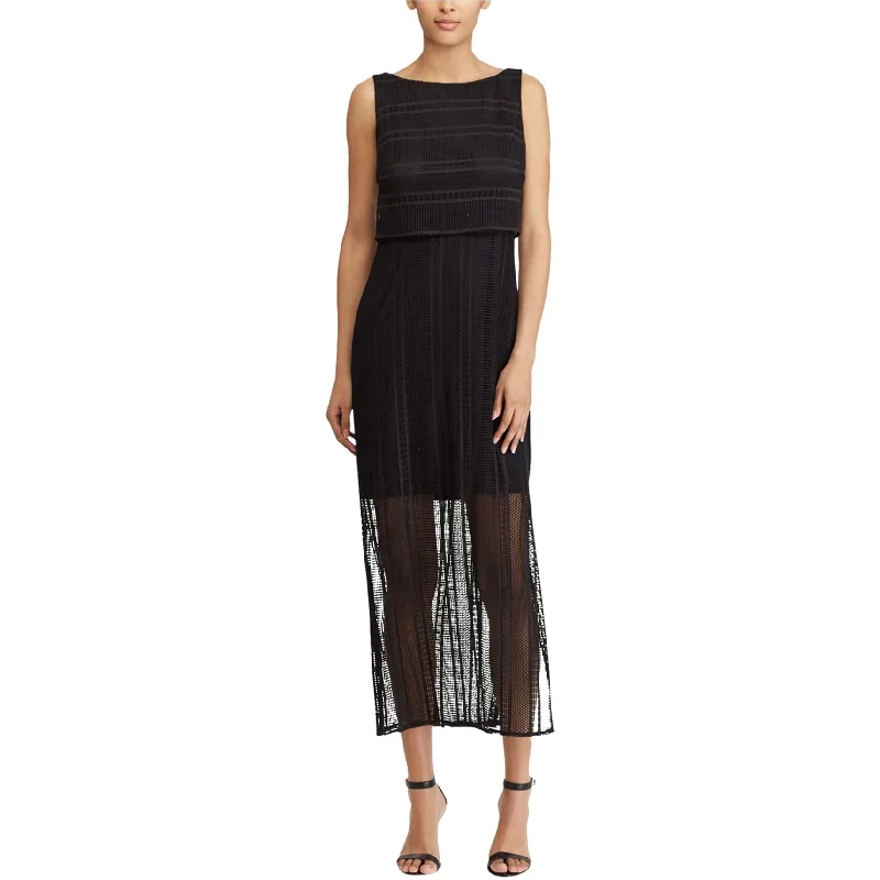 Best Online Boutiques American Living Womens Lace Maxi Dress, Black, 18
