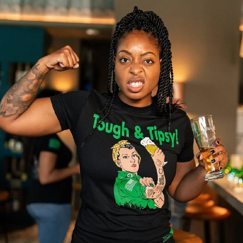 Style Streetwear Women's Tough & Tipsy Boyfriend Fit T-Shirt - Black
