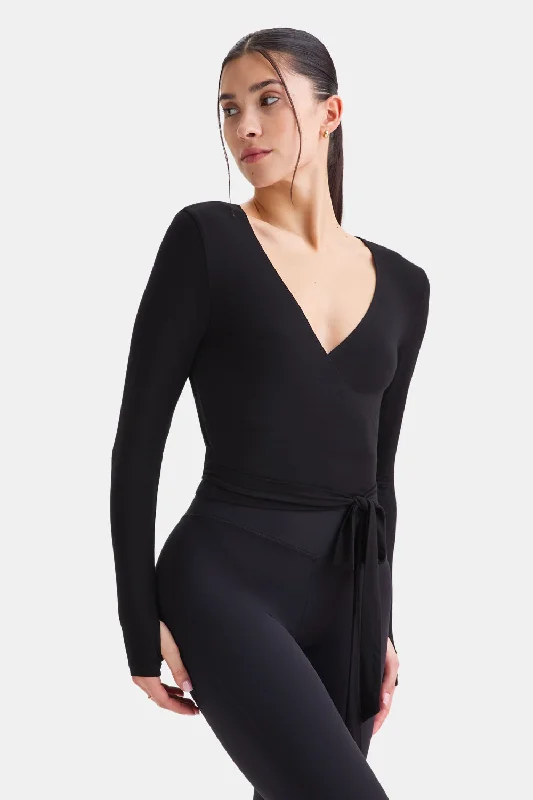 Women's Fashion Hotspots WRAP AROUND CARDIGAN - SHADOW BLACK