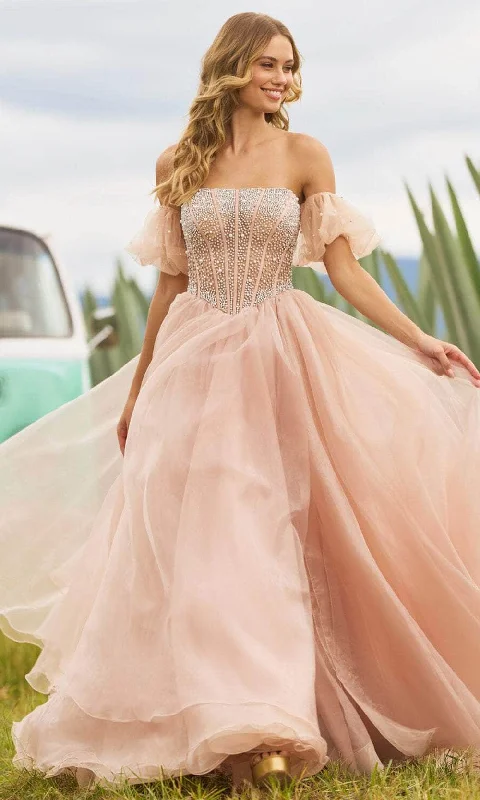 Preppy Style Sherri Hill 55580 - Strapless Organza Skirt Ballgown
