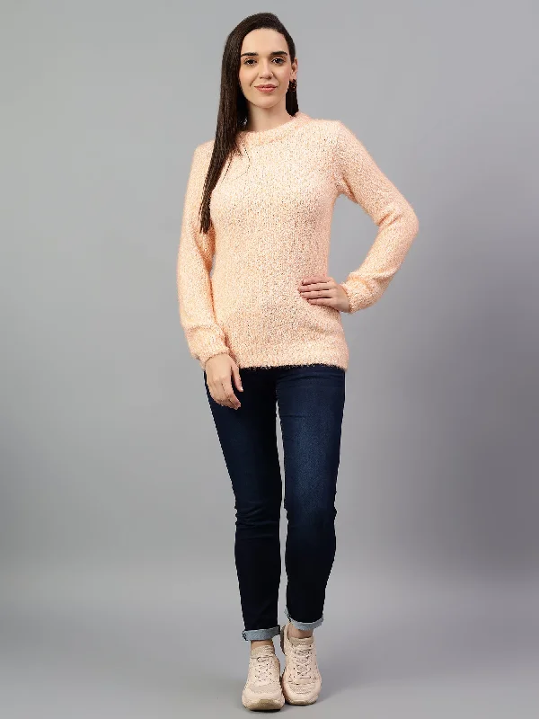 Online Impressions Boutique Women's Solid Orange Full Sleeve Casual Sweater