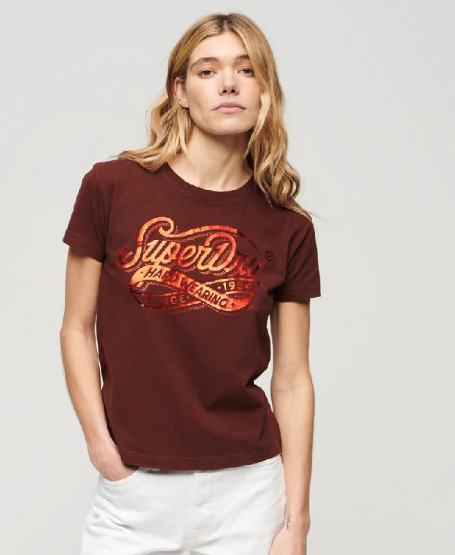 Budget-Friendly Fashion Foil Workwear Fitted T-Shirt | Bitter Chocolate Brown