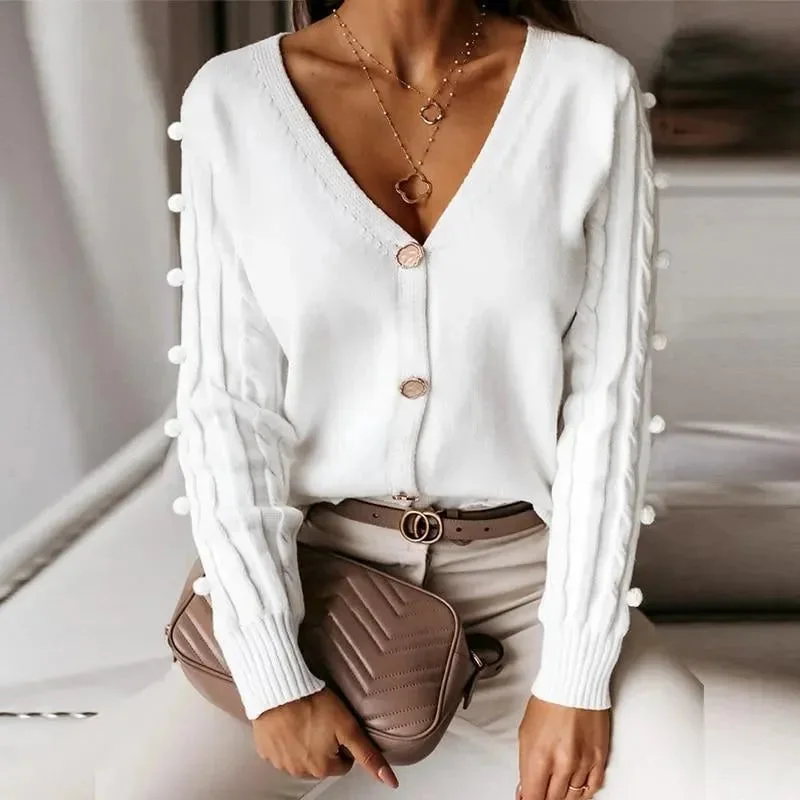 Comfortable Loungewear for Women V-Neck Cardigan Sweater Top For Women