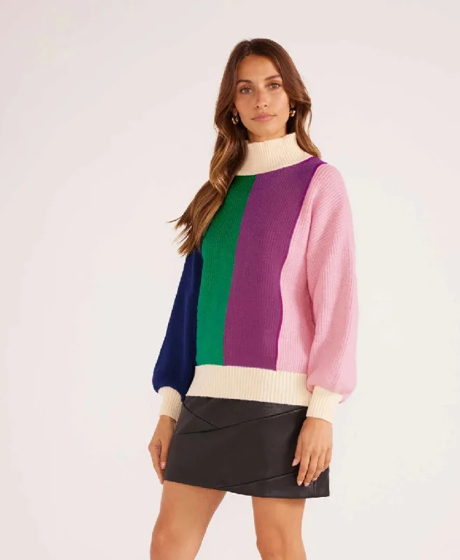 Current Trends MinkPink Zia Colour Block Knit Jumper