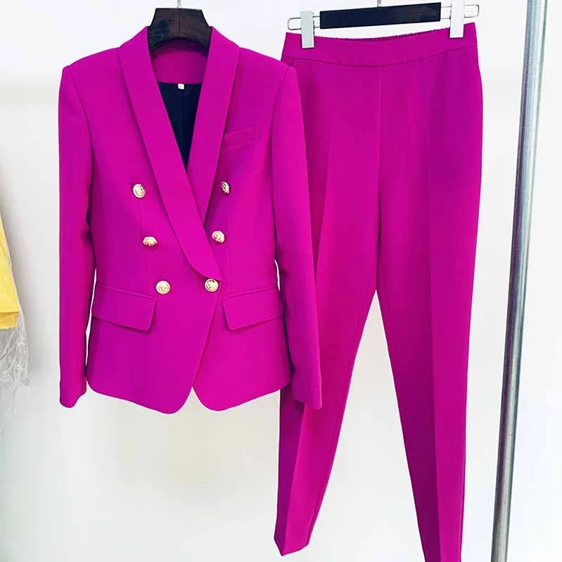 Fashion Women's Clothing Women's Magenta Pantsuit Blazer+Long Pants Wedding Pantsuit for women Fashion Women's Clothing Women's Magenta Pantsuit Blazer+Long Pants Wedding Pantsuit for women