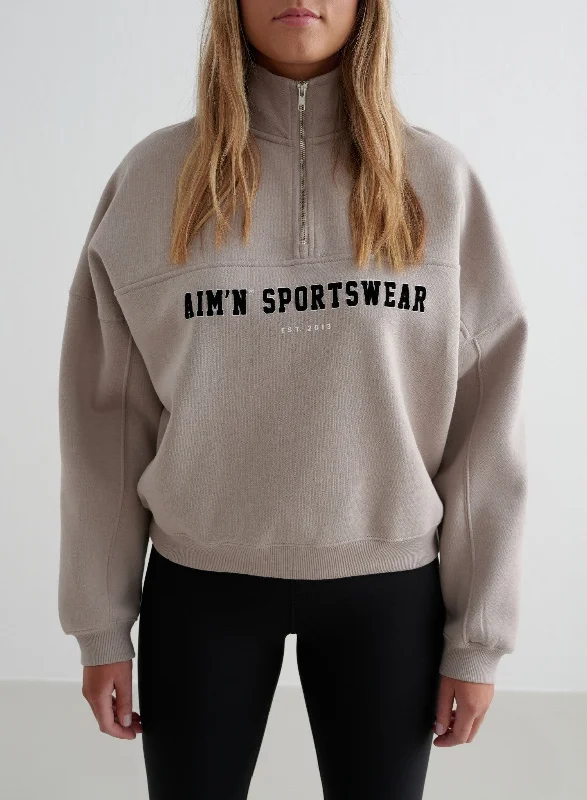 Limited Time Offer Dark Clay Varsity Sweat Half Zip