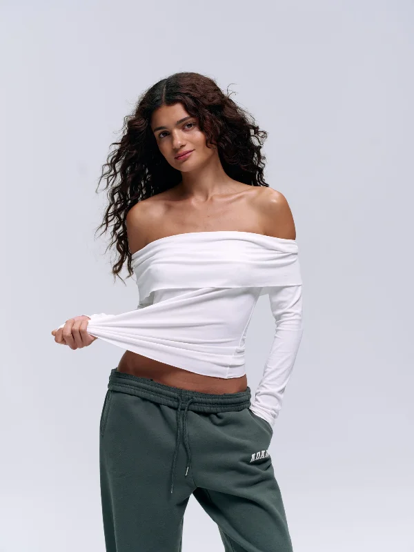 Elegant Attire For The Modern Lady Sheer Fold Over Top - White