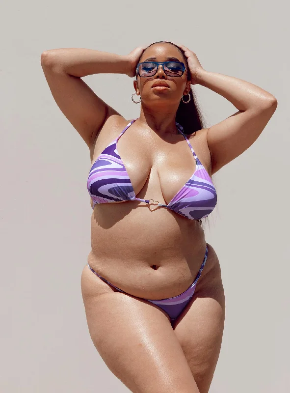 Relaxed Style Smiley Bikini Bottoms Purple Curve