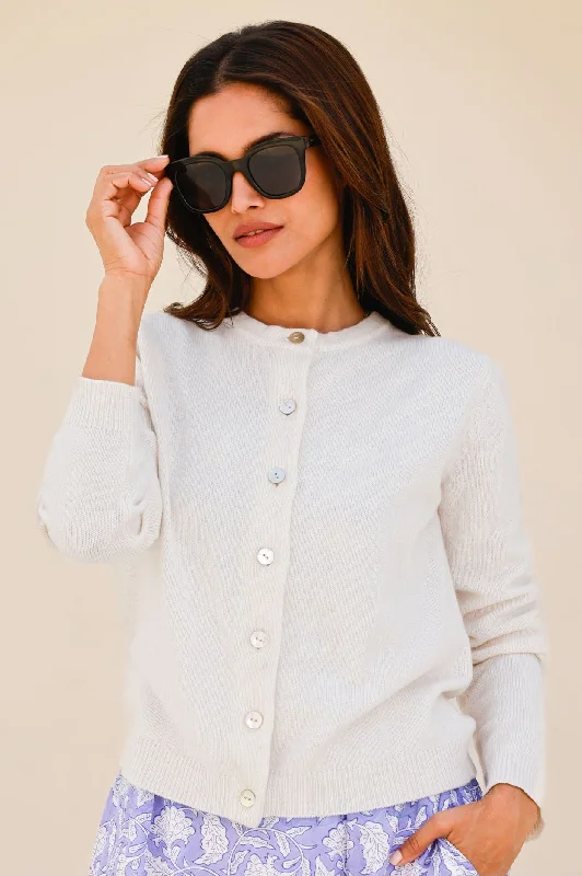 Workwear Fashion for Women Merino Wool Classic Cardigan | Ivory