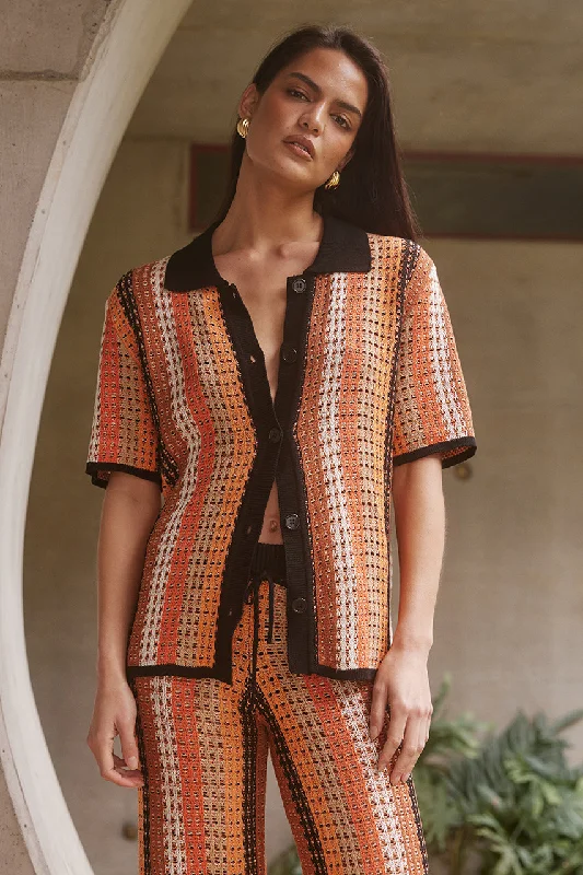 Luxe Women's Fashion AIMEE TOP - ORANGE MULTI