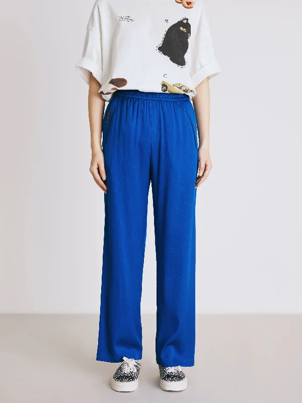 Trendy Women’s Fashion Moroccan Blue Stretch Silk Pants
